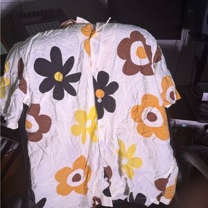 PacSun Floral Casual Shirt - Black, Yellow, Brown